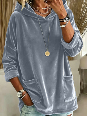 casual pullover hoodie in Blue with hooded
