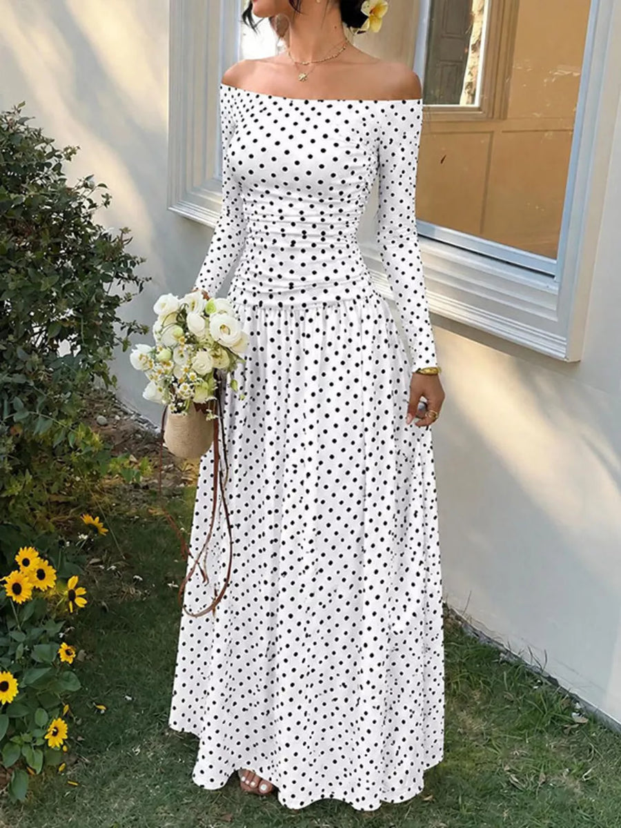 Brown Off-the-shoulder Maxi Dress