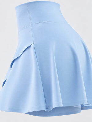 High-Waisted Flared Athletic Skirt in White - Leg-Lengthening with high-waisted