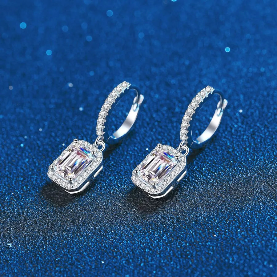 925 sterling silver,Moissanite,1ct Carat weight: 1ct Care instructions: Avoid we earrings in Silver with drop silhouette