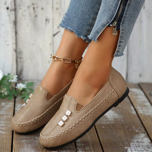 Round Toe Slip-ons in Black with round toe