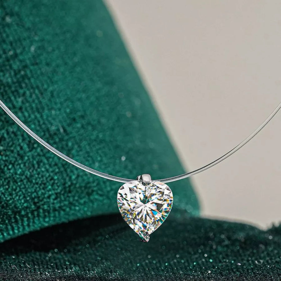 necklace in clear with heart-shaped pendant and 15.7 inches