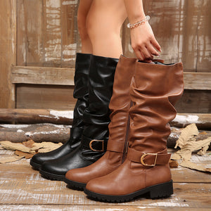 boots in black featuring slouchy shaft and slouchy fit