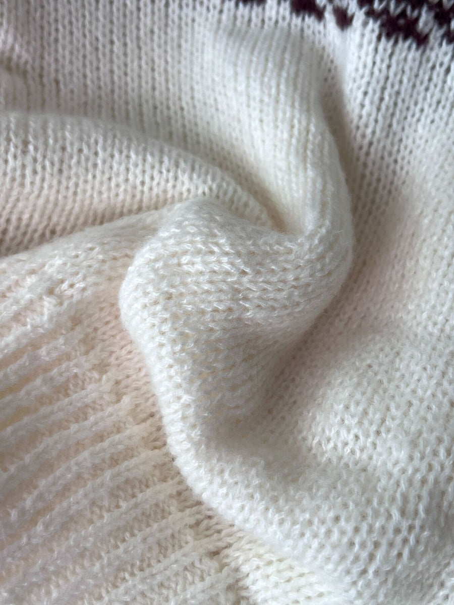pullover sweater featuring Fair Isle in tan with 100% polyester Care instructions: Machine wash cold texture