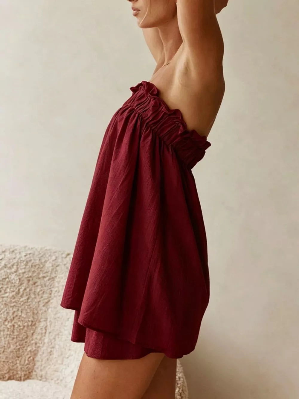 Full Size Strapless Top & High-waisted Skirt Set, view 22