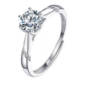 925 sterling silver,Moissanite Carat weight: 1ct Care instructions: Avoid wearin ring in Silver with classic silhouette