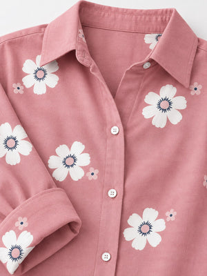 pink relaxed button-down shirt with collared