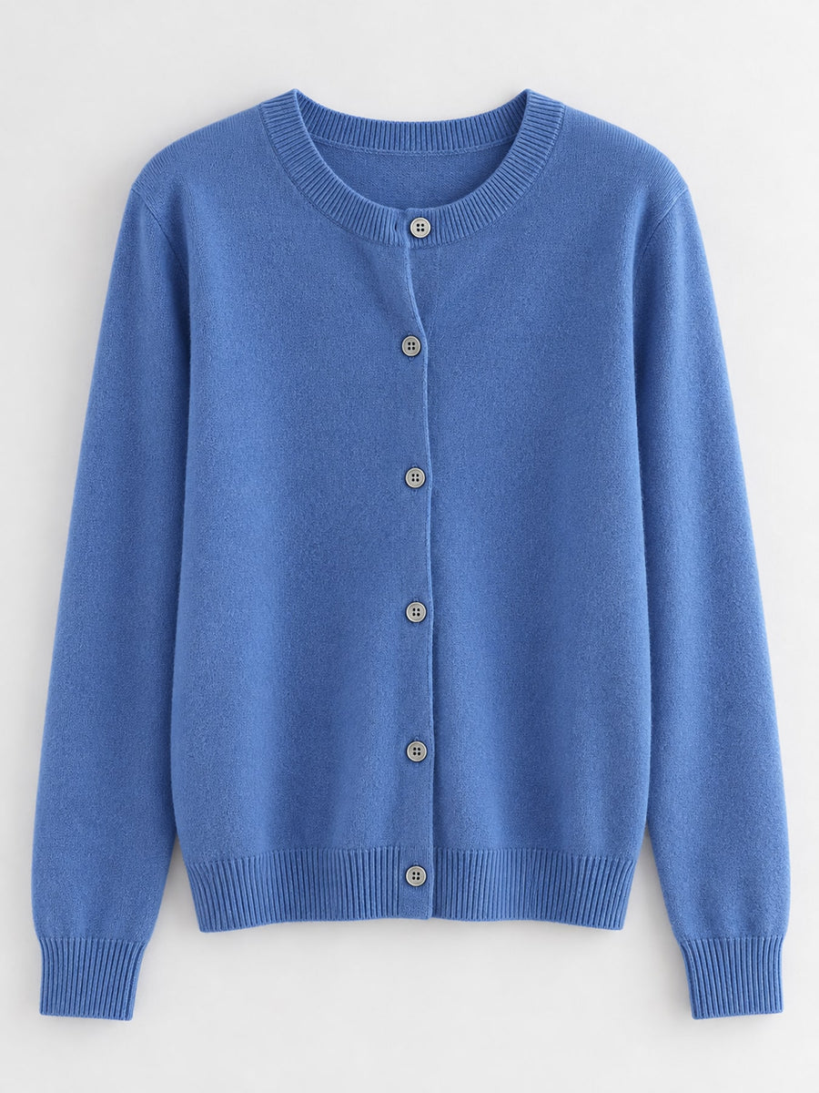 classic cardigan in Navy with crew neck
