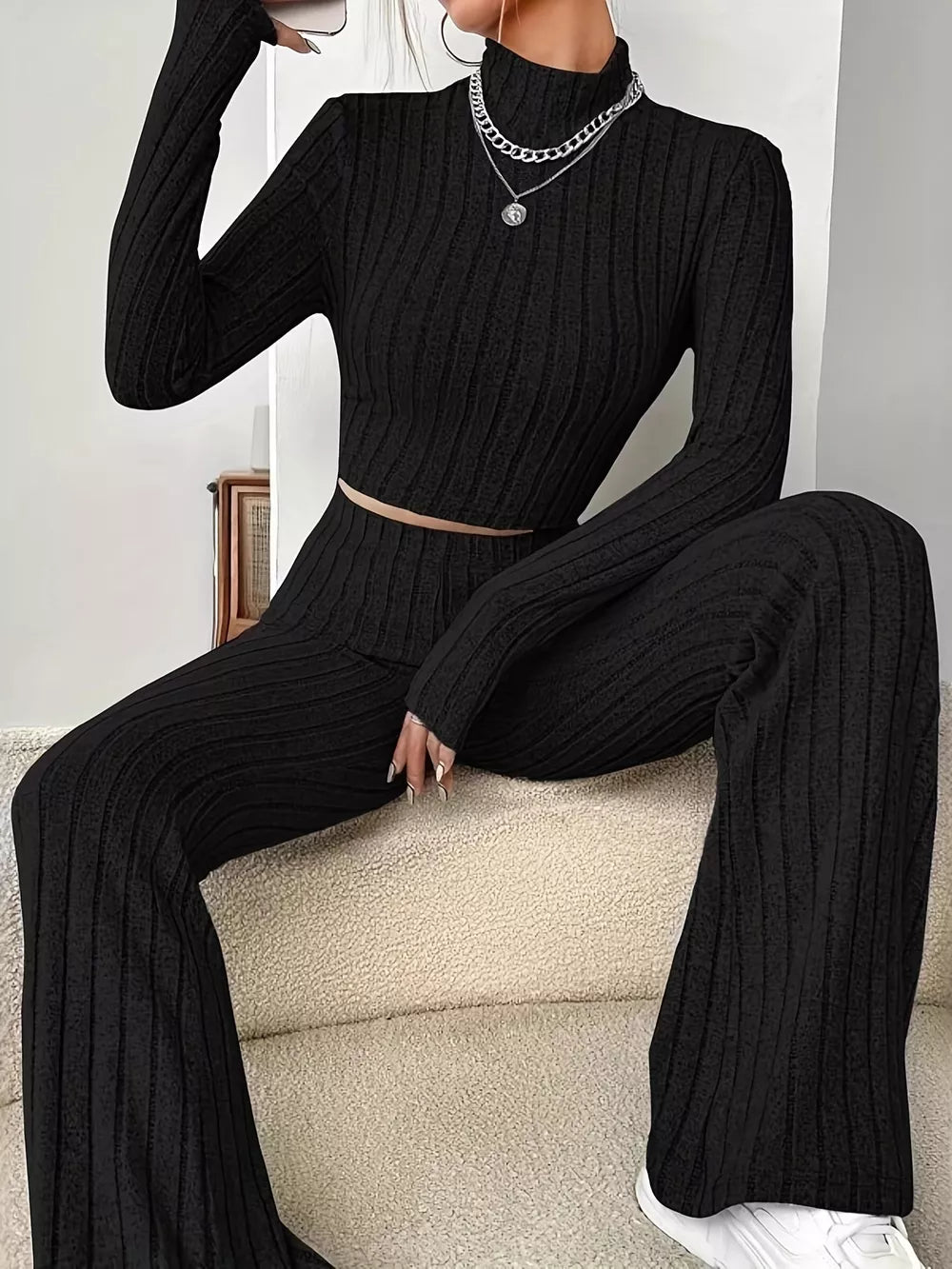 Two-Piece Sweater Sets in Gray