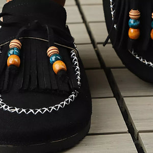 Brown Tassel Round Toe Slip-ons