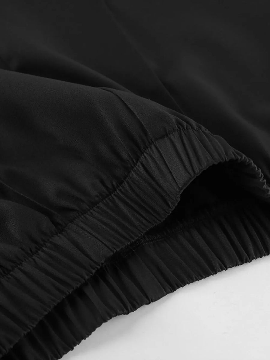 Button Down Pleated Blazer And Wide-leg Pants Set in Black, view 12
