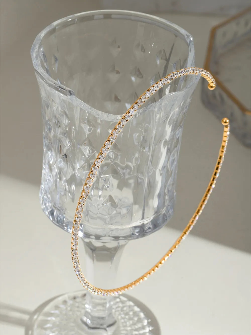 Gold diamond row collar necklace with 18K gold finish