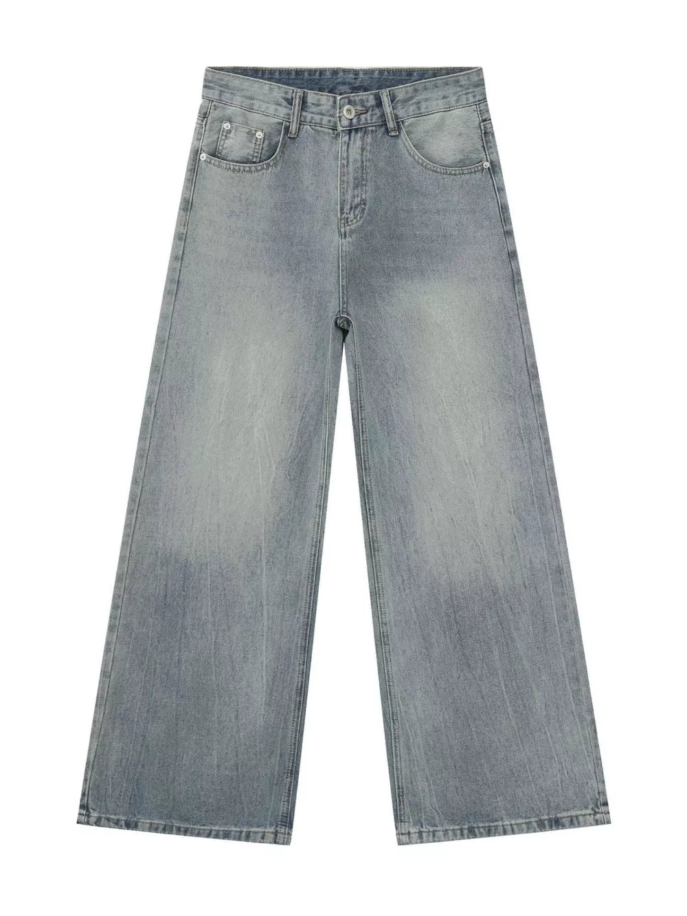 Men S Loose Fit Washed Jeans in light wash blue with pocketed