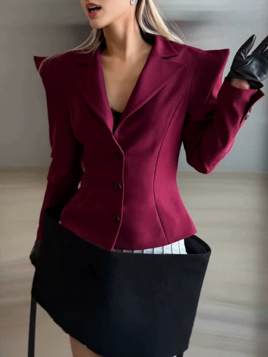 Black fitted blazer with notch lapel