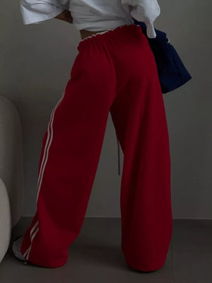Sky Blue sweatpants with drawstring and striped