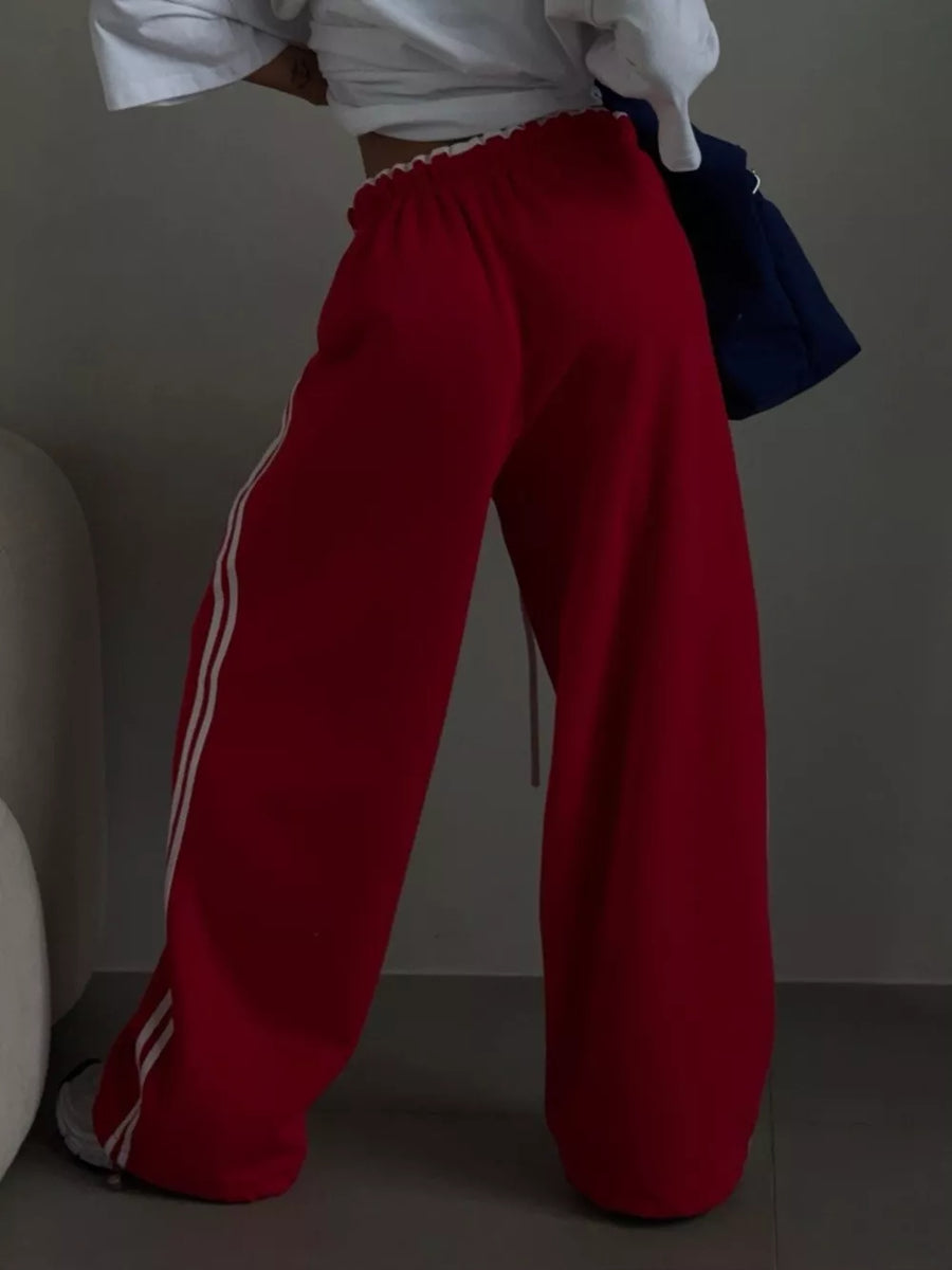 Sky Blue sweatpants with drawstring and striped