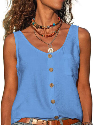 tank top in sky blue featuring pocketed and relaxed fit
