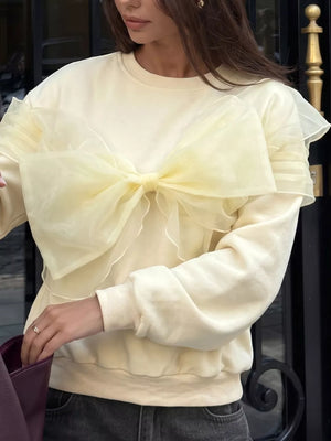 Bow Round Neck Long Sleeve Sweatshirt option 5