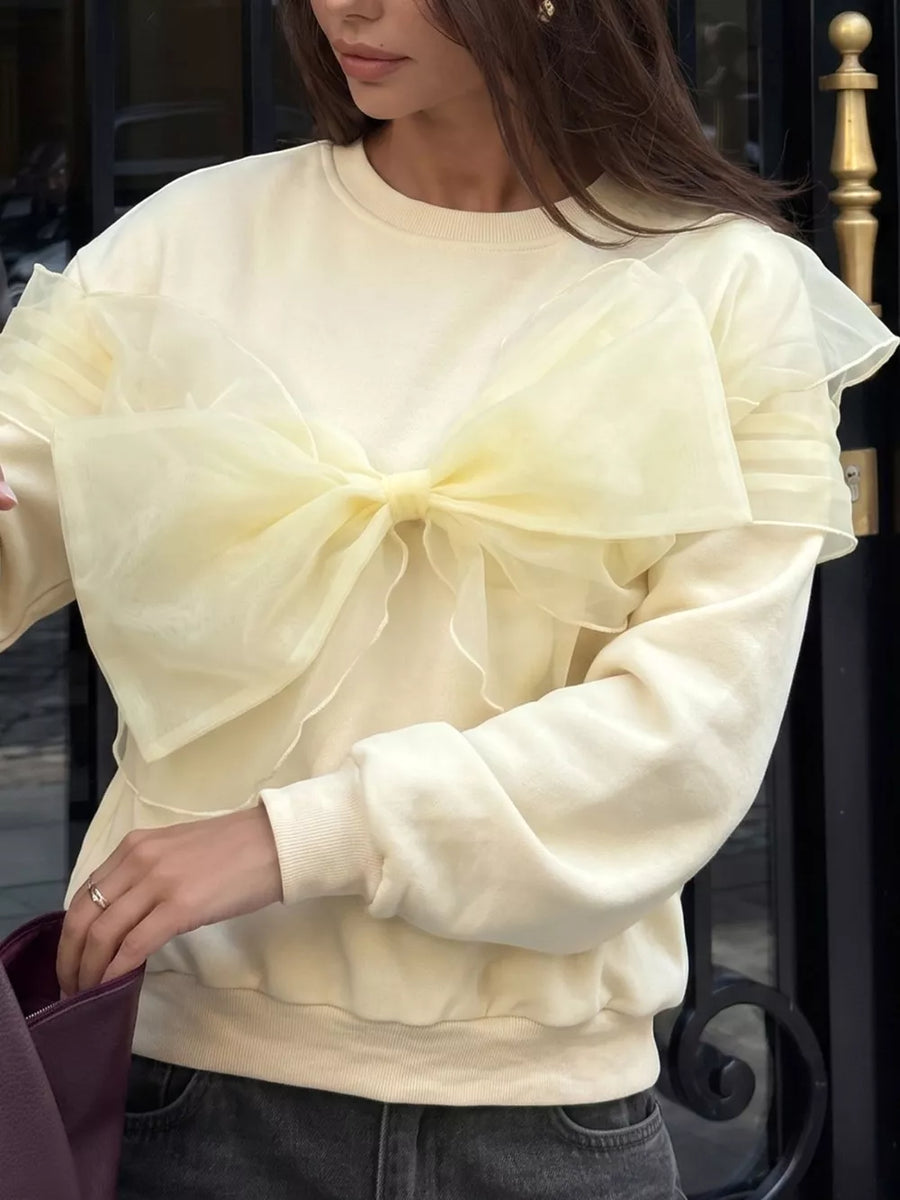 Bow Round Neck Long Sleeve Sweatshirt option 5