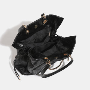 backpack in Black with geometric and quilted