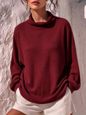 t-shirt in rust with waffle knit and waffle-knit