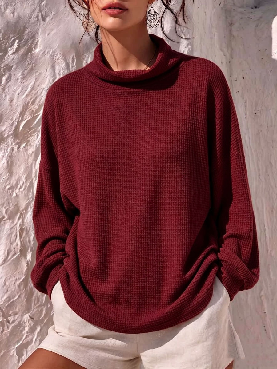 t-shirt in rust with waffle knit and waffle-knit
