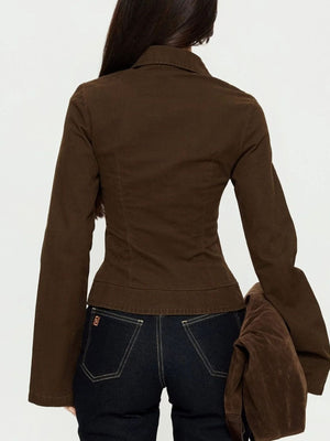 utility jacket in Coffee Brown with collared