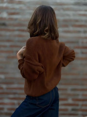 classic cardigan in Red with v-neck