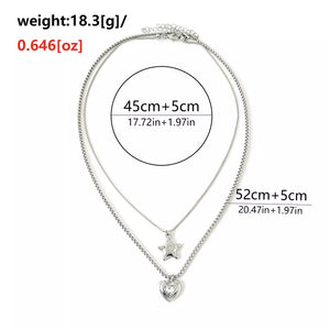 2-piece Star And Heart Pendant Alloy Necklace option 9