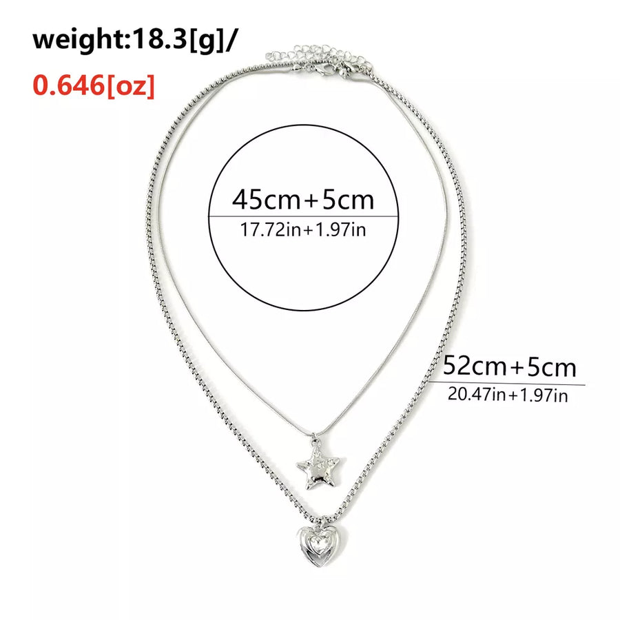 2-piece Star And Heart Pendant Alloy Necklace option 9