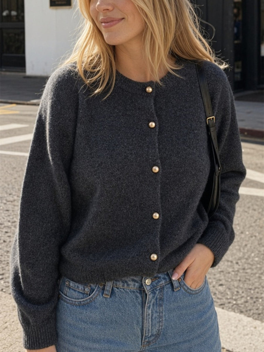 Pink regular cardigan with round neck