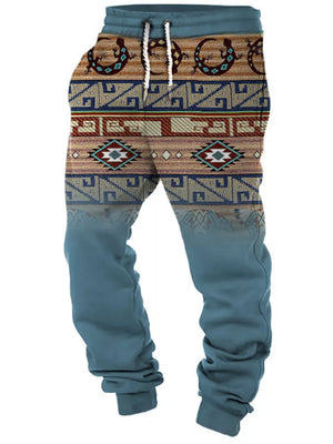 Olive Men's Full Size Geometric Drawstring Joggers