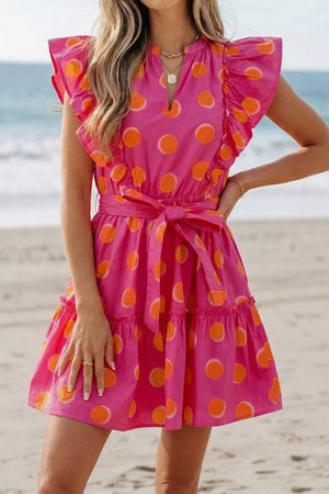 Ruffle Sleeve Polka Dot Mini Dress option 3
