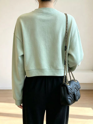 Crew Neck Drop Shoulder Sweatshirt in Blue