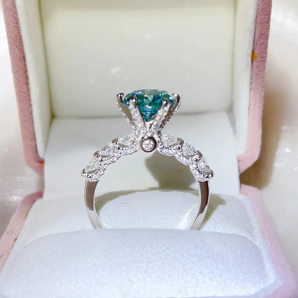 0.3 Carat Round Moissanite Sterling Silver Ring option 4