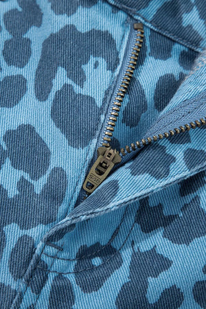 Leopard Print Barrel Leg Jeans, view 12