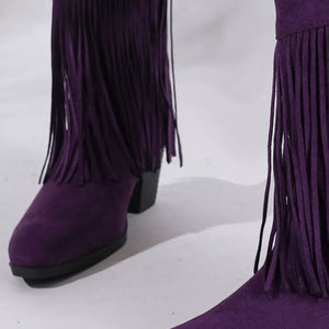 boots in Khaki with fringe and mid-calf