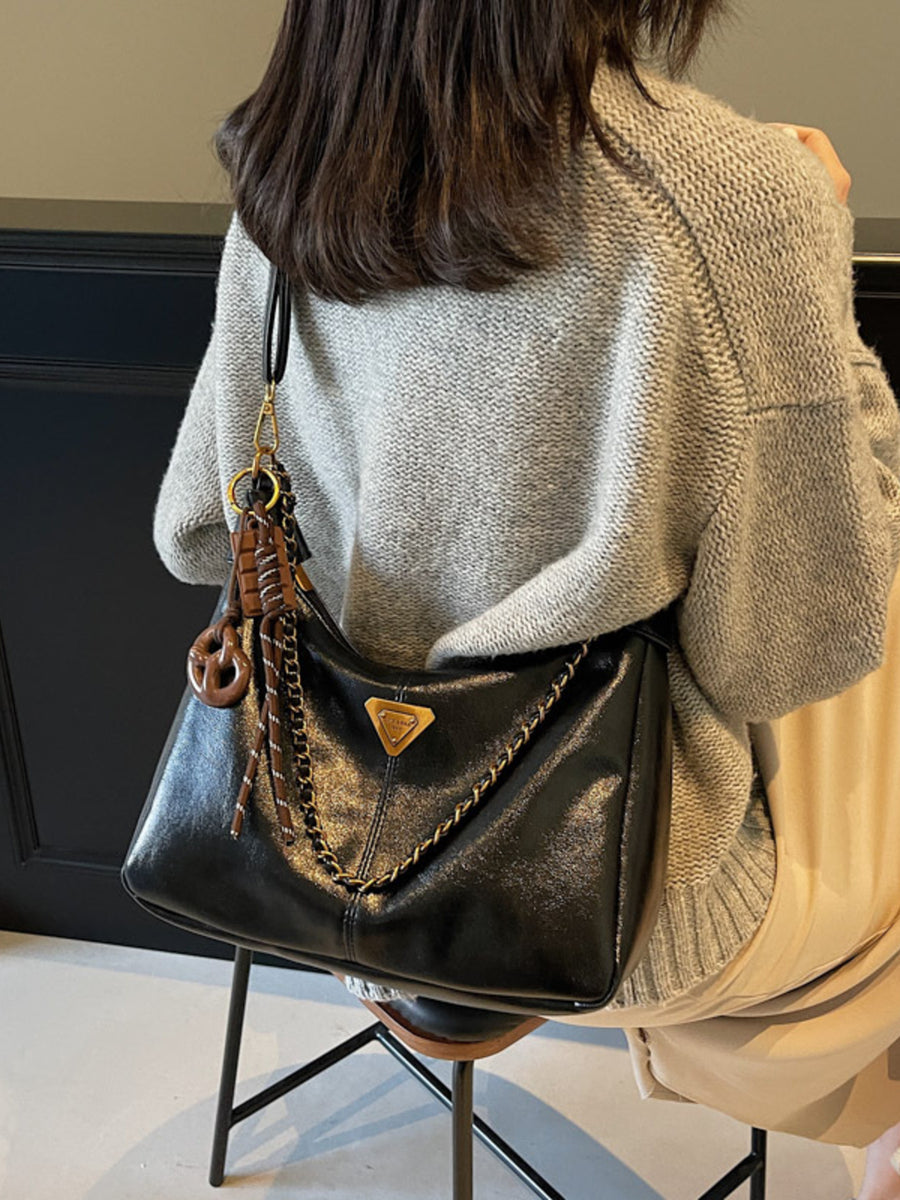 Medium Chain Detail Crossbody Bag in gold with chain detail