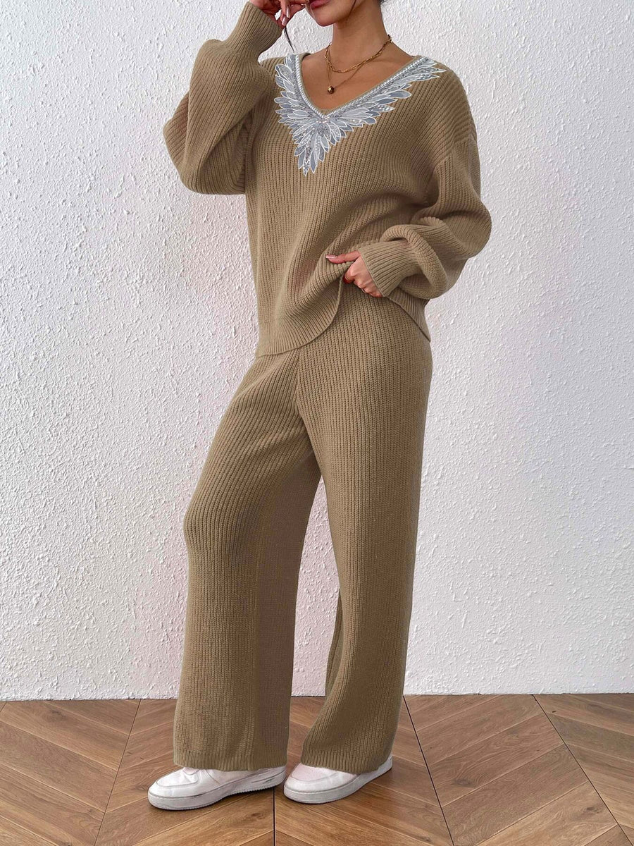 100% polyester Care instructions: Machine wash cold sweater set in Orange with relaxed silhouette