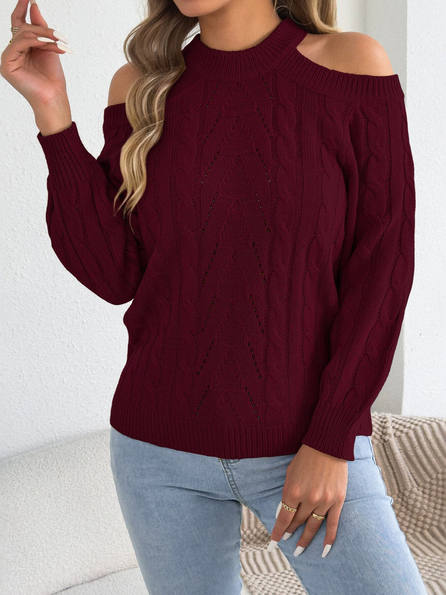 White pullover sweater with hip-length and pullover