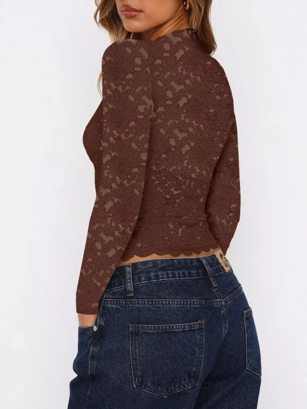 Brown crop top with pullover and floral