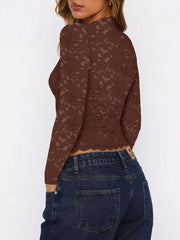 Brown crop top with pullover and floral