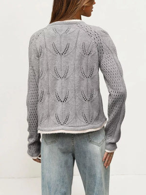 sky blue regular cardigan with round neck