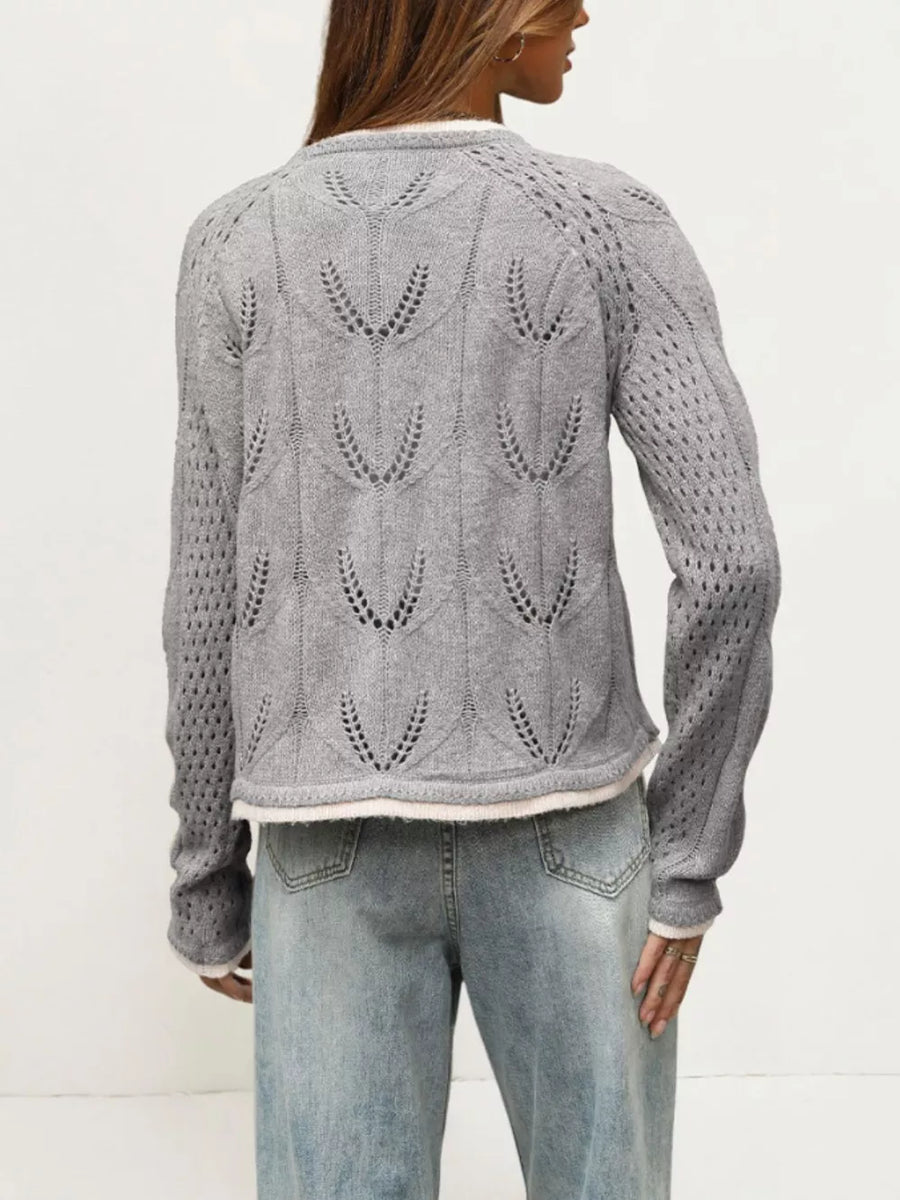 sky blue regular cardigan with round neck