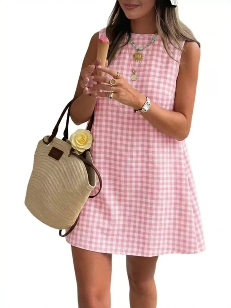mini dress in Red with gingham and slightly stretchy