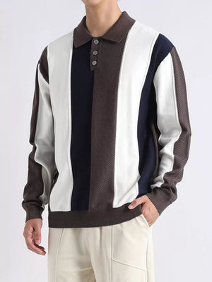 pullover sweater in White with color-block and plus-size