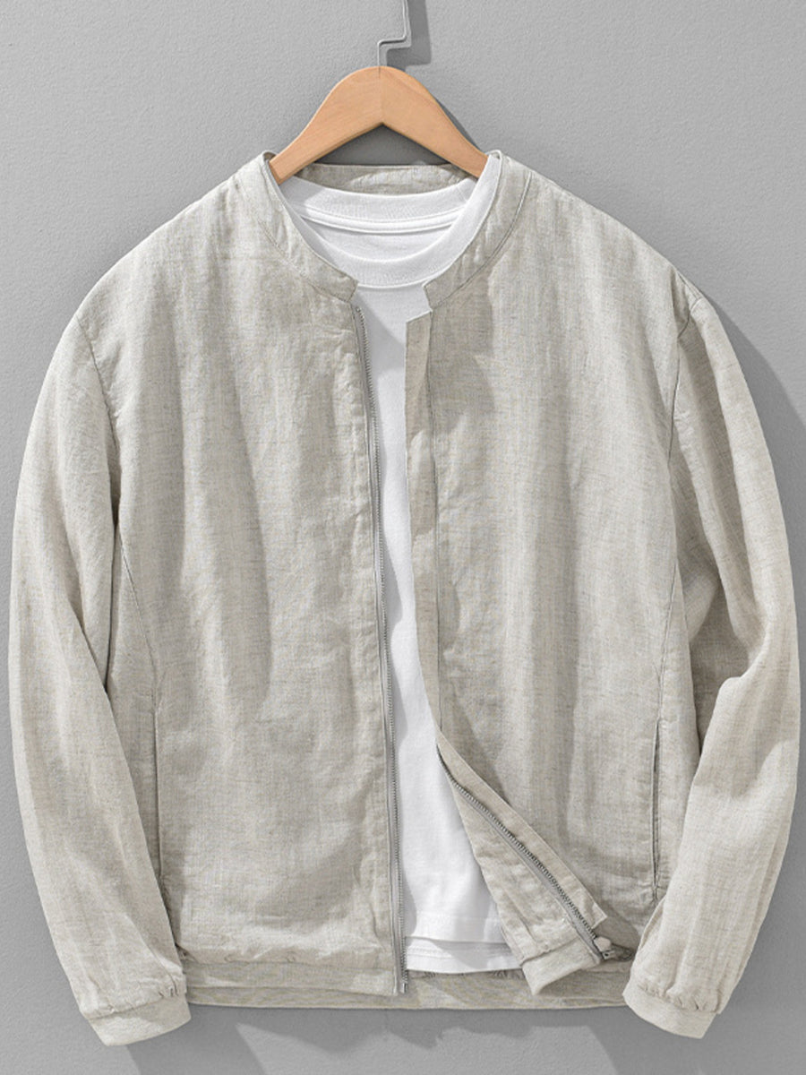 bomber jacket in light beige featuring pocketed and regular fit