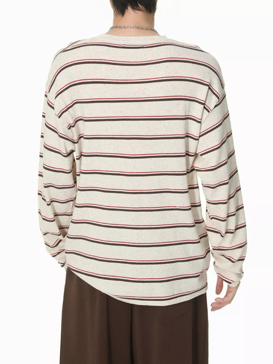 White And Blue relaxed henley with henley
