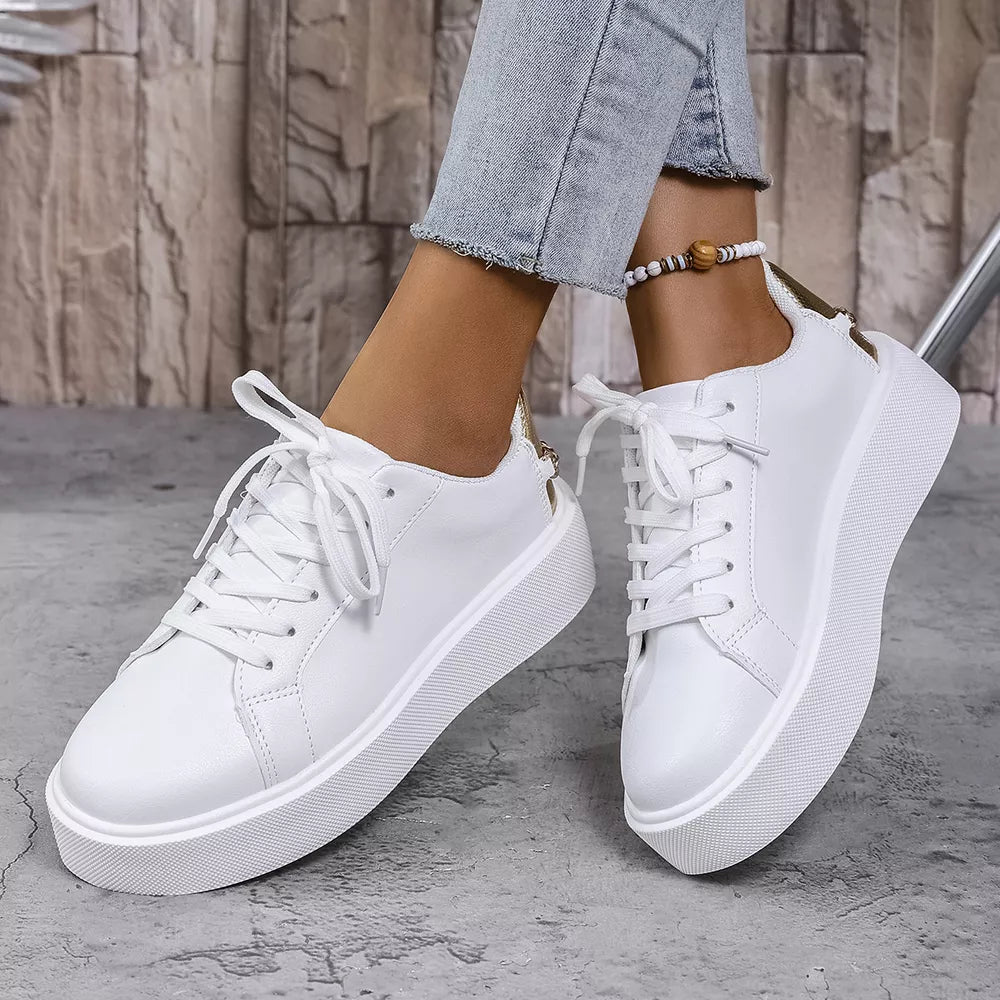 sneakers in white featuring platform sole and platform sneaker fit