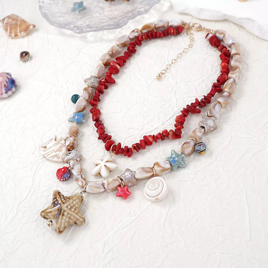 red necklace with choker and clasp